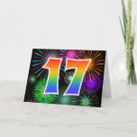 [ Thumbnail: Colorful Fireworks + Rainbow Pattern "17" Event # Card ]