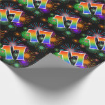 [ Thumbnail: Colorful Fireworks + Rainbow Pattern "17" Event # Wrapping Paper ]