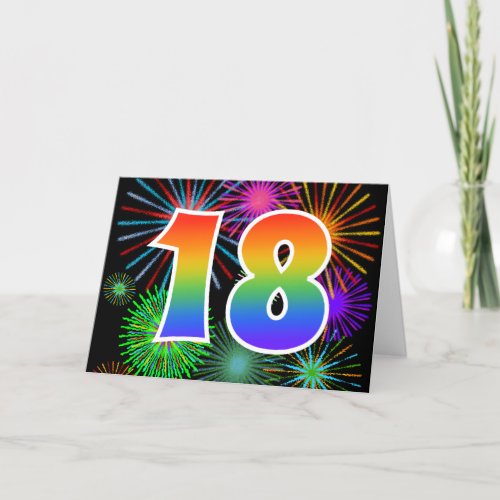 Colorful Fireworks  Rainbow Pattern 18 Event  Card