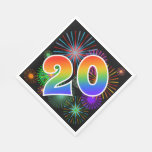 [ Thumbnail: Colorful Fireworks + Rainbow Pattern "20" Event # Napkins ]