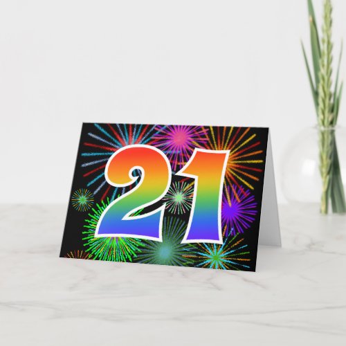 Colorful Fireworks  Rainbow Pattern 21 Event  Card