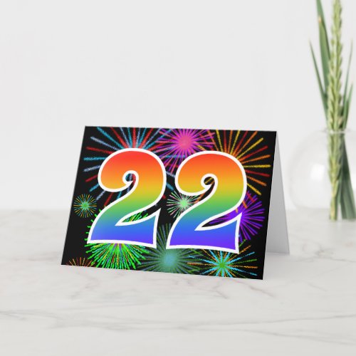 Colorful Fireworks  Rainbow Pattern 22 Event  Card