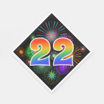 [ Thumbnail: Colorful Fireworks + Rainbow Pattern "22" Event # Napkins ]