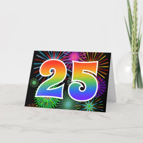 Colorful Fireworks  Rainbow Pattern 25 Event  Card
