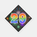 [ Thumbnail: Colorful Fireworks + Rainbow Pattern "29" Event # Napkins ]