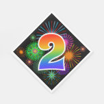[ Thumbnail: Colorful Fireworks + Rainbow Pattern "2" Event # Napkins ]