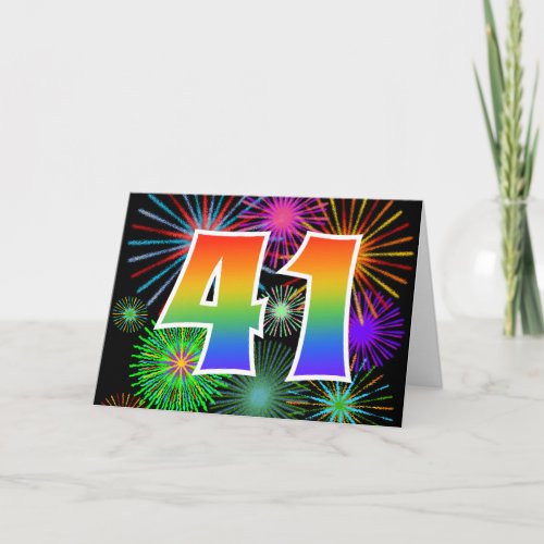 Colorful Fireworks  Rainbow Pattern 41 Event  Card