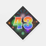 [ Thumbnail: Colorful Fireworks + Rainbow Pattern "43" Event # Napkins ]