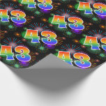 [ Thumbnail: Colorful Fireworks + Rainbow Pattern "43" Event # Wrapping Paper ]