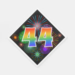 [ Thumbnail: Colorful Fireworks + Rainbow Pattern "44" Event # Napkin ]