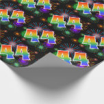 [ Thumbnail: Colorful Fireworks + Rainbow Pattern "44" Event # Wrapping Paper ]