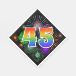 [ Thumbnail: Colorful Fireworks + Rainbow Pattern "45" Event # Napkins ]