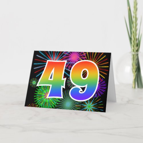 Colorful Fireworks  Rainbow Pattern 49 Event  Card