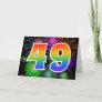 Colorful Fireworks + Rainbow Pattern "49" Event # Card