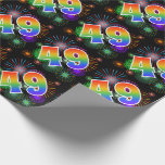 [ Thumbnail: Colorful Fireworks + Rainbow Pattern "49" Event # Wrapping Paper ]