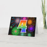 [ Thumbnail: Colorful Fireworks + Rainbow Pattern "4" Event # Card ]
