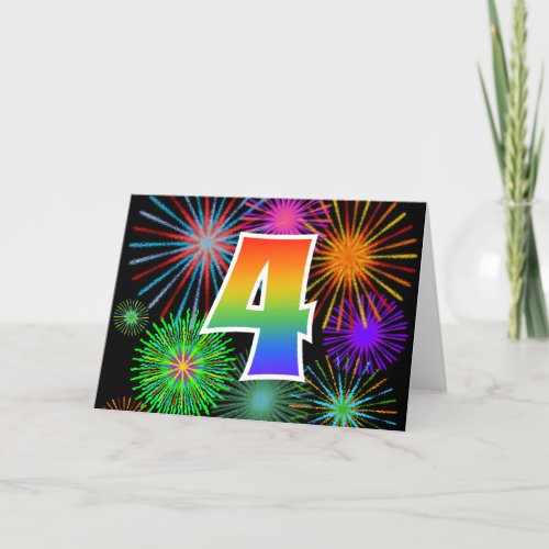 Colorful Fireworks  Rainbow Pattern 4 Event  Card