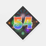 [ Thumbnail: Colorful Fireworks + Rainbow Pattern "54" Event # Napkins ]