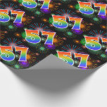 [ Thumbnail: Colorful Fireworks + Rainbow Pattern "57" Event # Wrapping Paper ]