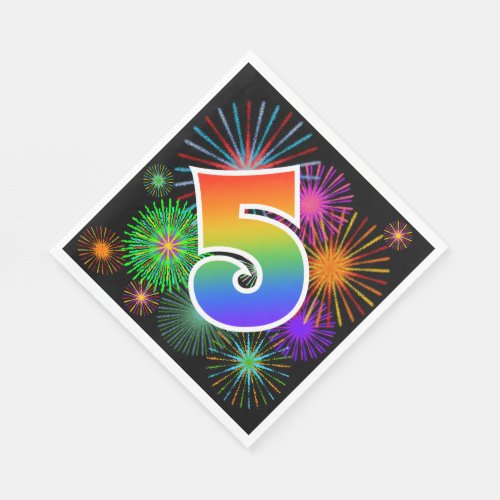 Colorful Fireworks  Rainbow Pattern 5 Event  Napkins