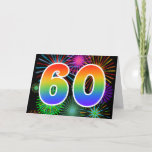 [ Thumbnail: Colorful Fireworks + Rainbow Pattern "60" Event # Card ]