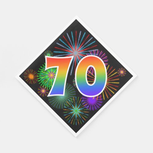 Colorful Fireworks  Rainbow Pattern 70 Event  Napkins