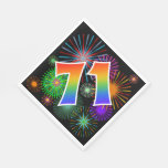 [ Thumbnail: Colorful Fireworks + Rainbow Pattern "71" Event # Napkins ]