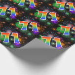[ Thumbnail: Colorful Fireworks + Rainbow Pattern "71" Event # Wrapping Paper ]