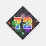 [ Thumbnail: Colorful Fireworks + Rainbow Pattern "72" Event # Napkins ]