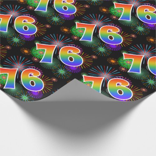 Colorful Fireworks  Rainbow Pattern 76 Event  Wrapping Paper