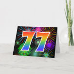[ Thumbnail: Colorful Fireworks + Rainbow Pattern "77" Event # Card ]