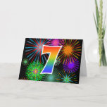 [ Thumbnail: Colorful Fireworks + Rainbow Pattern "7" Event # Card ]