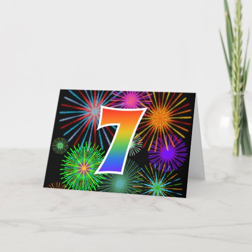 Colorful Fireworks  Rainbow Pattern 7 Event  Card