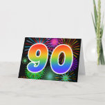 [ Thumbnail: Colorful Fireworks + Rainbow Pattern "90" Event # Card ]