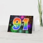 [ Thumbnail: Colorful Fireworks + Rainbow Pattern "91" Event # Card ]