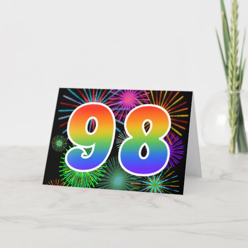 Colorful Fireworks  Rainbow Pattern 98 Event  Card