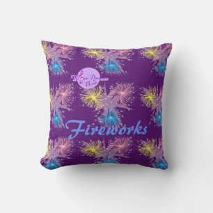Colorful Fireworks Square Throw Pillow