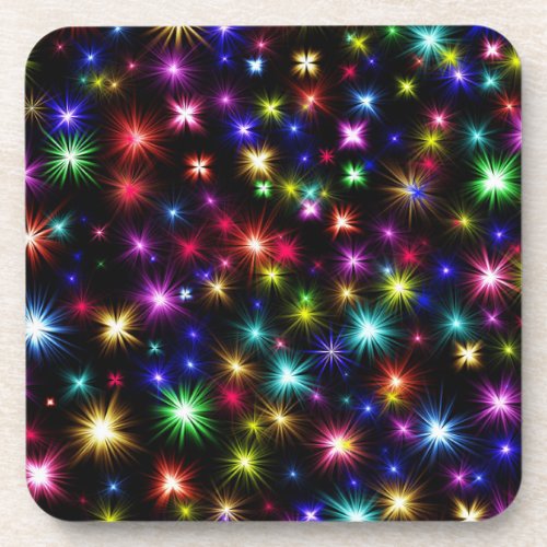 Colorful Fireworks Stars Design  Beverage Coaster