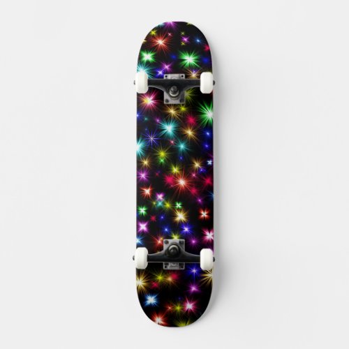 Colorful Fireworks Stars Design  Skateboard