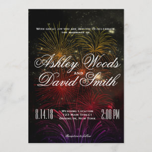 Colorful Fireworks Wedding Invitation