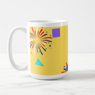 Colorful Fireworks Yellow Mug – Bright & Festive