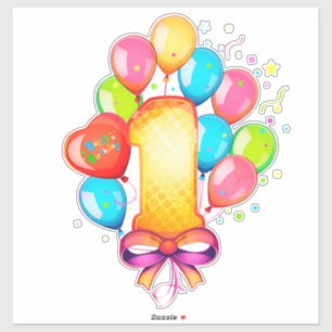 Colorful First Birthday Celebration Sticker