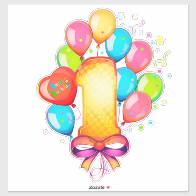 Colorful First Birthday Celebration  Sticker (Sheet)