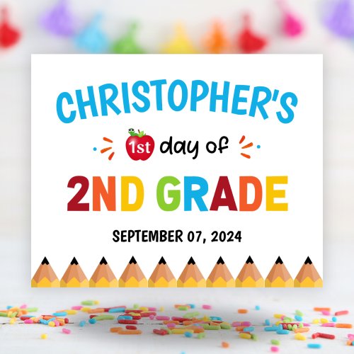 Colorful First Day Of School 2nd Grade Poster