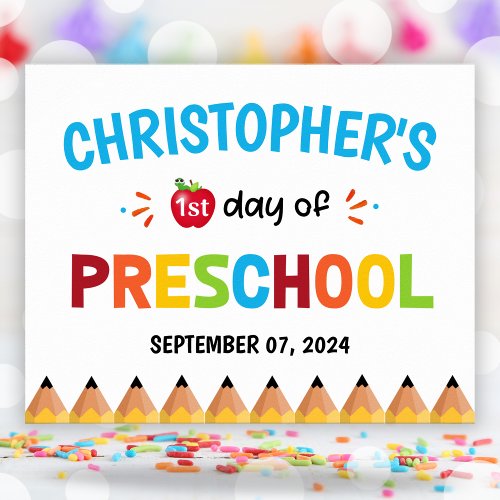 Colorful First Day Of School Preschool  Poster