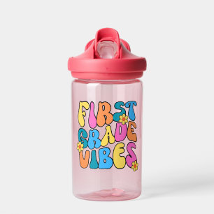 Colorful First Grade Vibes– Back to school Retro Water Bottle