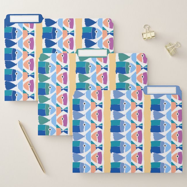 Colorful Fish Abstract Design File Folders Set
