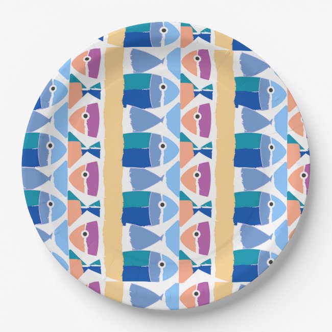 Colorful Fish Abstract Design Paper Plate