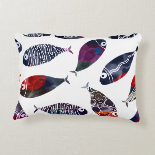 Colorful fish accent pillow