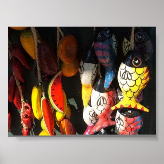 colorful fish and fruit at market poster (Front)